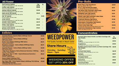 Cannabis flower menu playlist