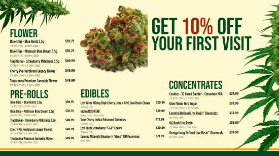 Dispensary Digital menu Design Template | Cannamako design tool