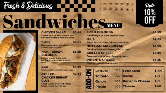 Food digital menu design
