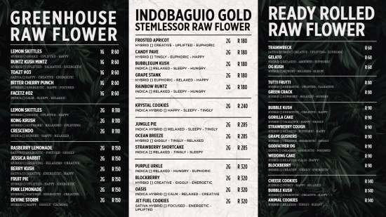 Digital Menu Design for Dispensary Flower  | Cannamako design tool