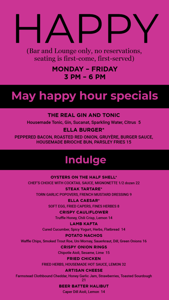 Happy Hour Wall Menu | Cannamako Cannabis (Marijuana) digital menu maker