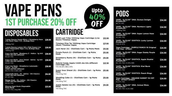 The all in one signage menu solution | Cannamako Cannabis (Marijuana) dispensary menu maker