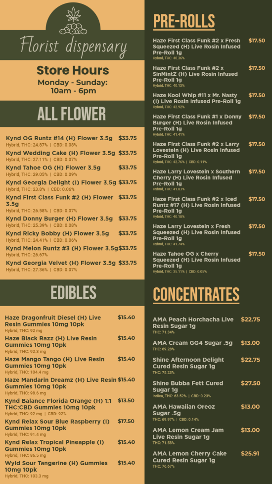 Cannabis dispensary Digital Menu | Cannamako design tool