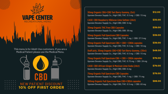 Vape signage digital Menu Template