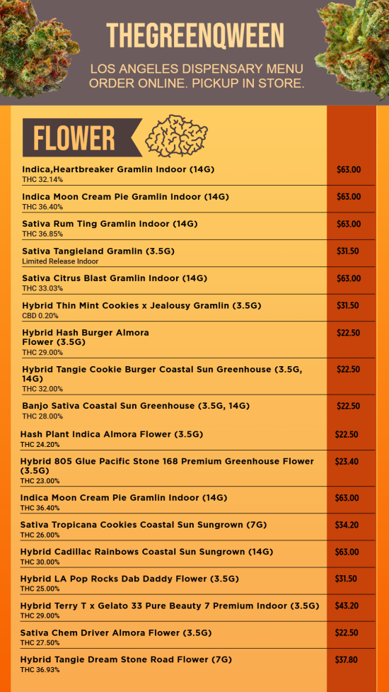 Dispensary Flower Menu Template