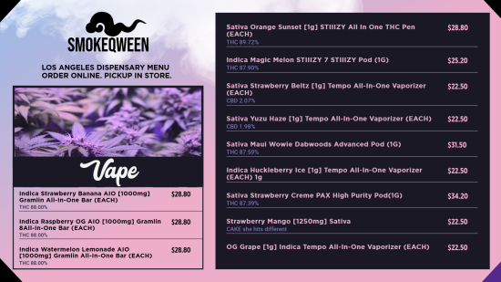 Vape Digital Smoke Menu Templates | Cannamako | Cannamako design tool
