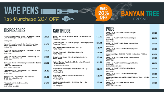 Vape pens menu