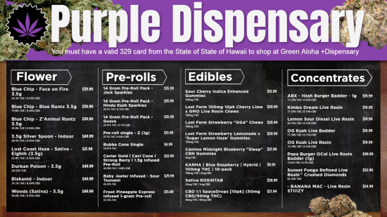 Simple chalk dispensary menu | Cannamako design tool