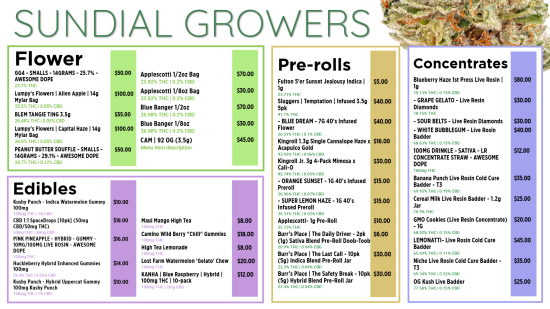 Dispensary menu | Cannamako Cannabis (Marijuana) dispensary menu maker